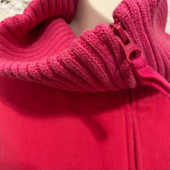 Lands End Pink Fleece Ribbed Mock Neck Zip Up Vest - Picture 2 of 5